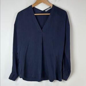Vince v-neck silk blouse navy blue size 0